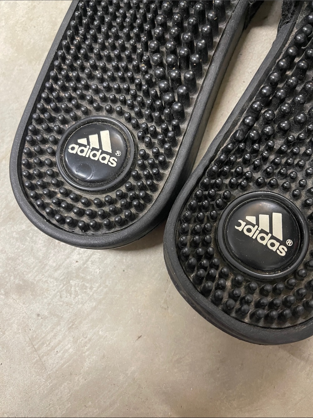adidas Black Slide Sandals with White Stripes - Picture 5 of 6